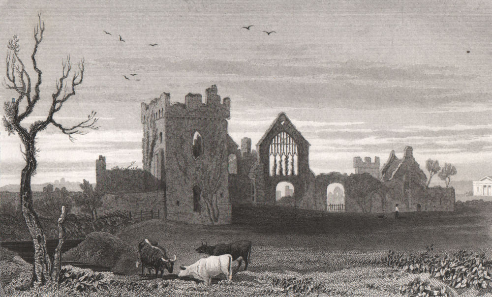 Lamphey Bishop's Palace, Pembrokeshire, Wales, by Henry Gastineau 1835 print